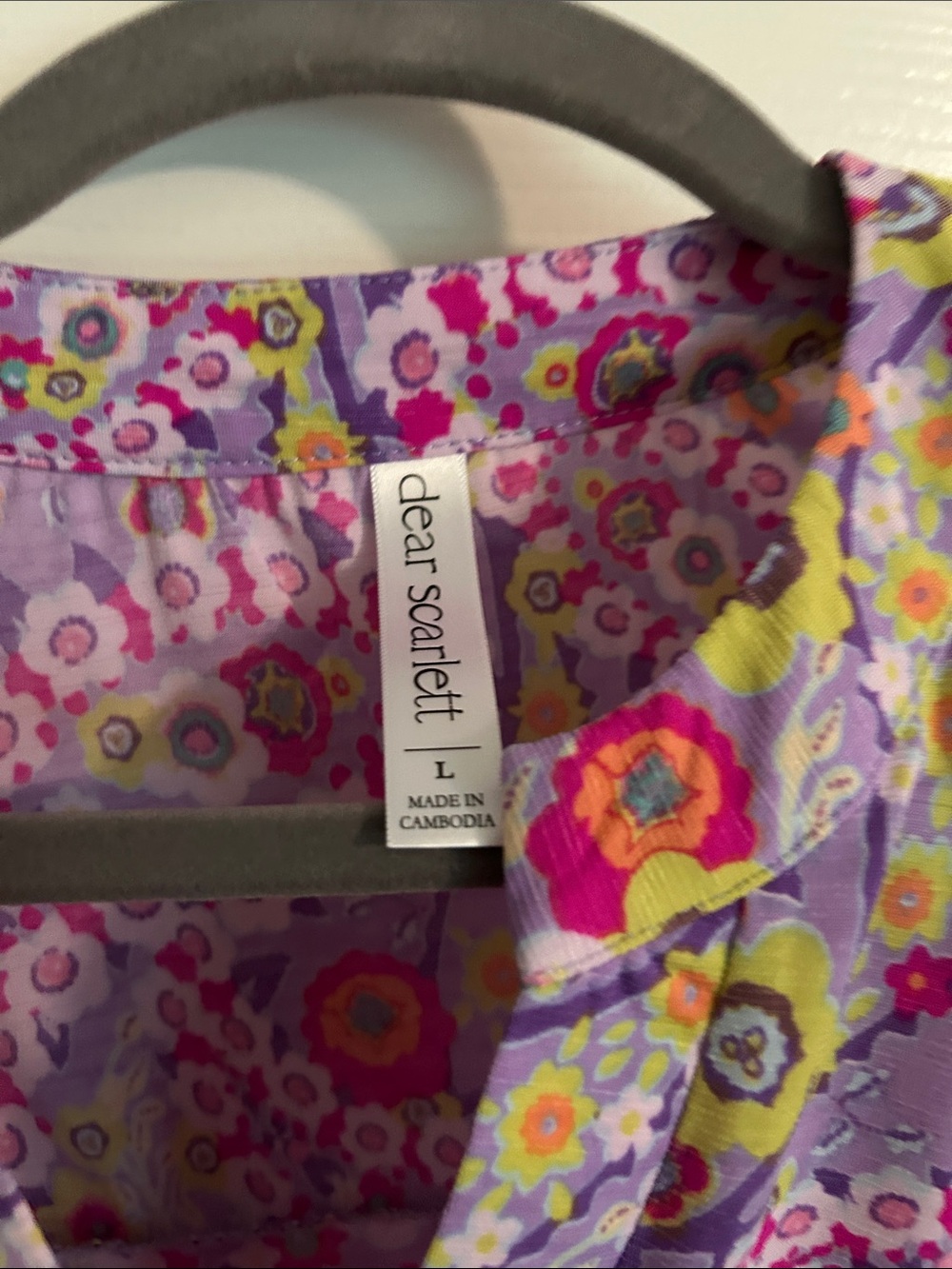 Lavender Floral V-Neck Tunic Top - Picture 2 of 3